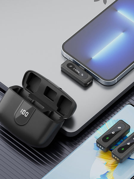 Wireless lavalier microphone J50 intelligent noise reduction digital display charging compartment digital display mini microphone