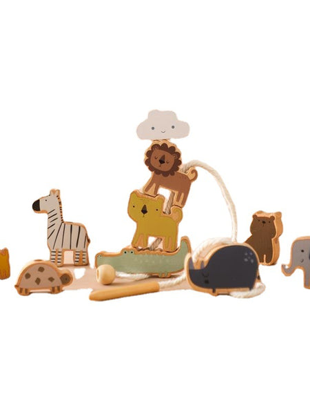 Montessori Children's Educational Toy Animal Lacing Beads 1-3 Years Wooden Baby Threading Toy