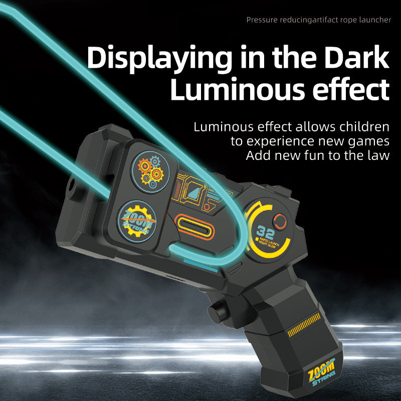 Cross-border Glow-in-the-Dark Yarn Gun Electric Rope Launcher High-Speed Rope Ejector Educational Shooting Stress-Relief Toy Drop Shipping Wholesale