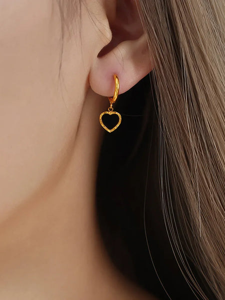 18K Gold-Plated Heart Drop Earrings