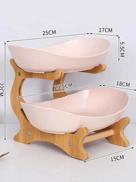 2-Tier Bamboo Fruit Stand for Kitchen, Space Saving Countertop Organizer with Ventilation to Keep Produce Fresh