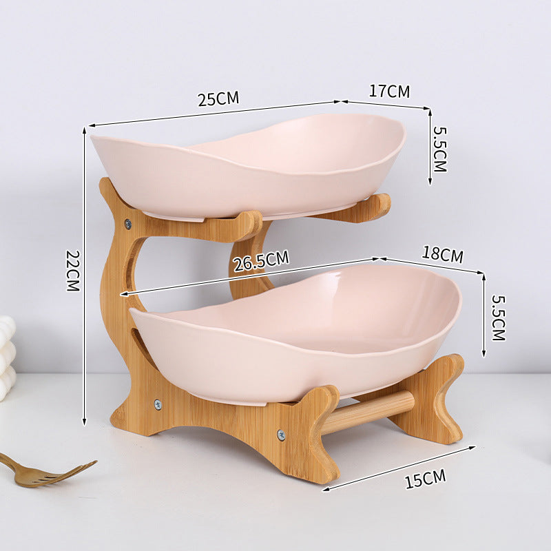 2-Tier Bamboo Fruit Stand for Kitchen, Space Saving Countertop Organizer with Ventilation to Keep Produce Fresh