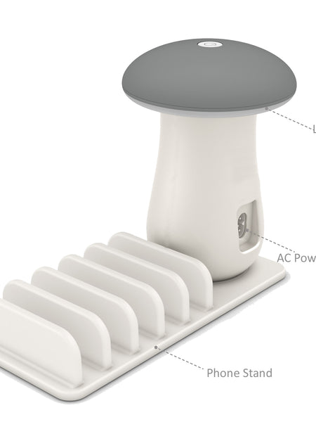 Multi Port Quick charger 3.0 Mushroom Lamp QC3.0 Charge for smart phone  Led Lamp USB Charging Station Dock
