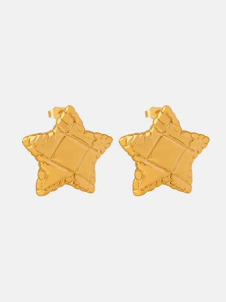 Minimalist and Personalized Geometric Jewelry Texture Lace Pentagram Design Titanium Steel Earrings