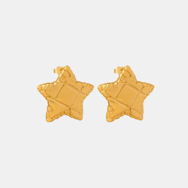 Minimalist and Personalized Geometric Jewelry Texture Lace Pentagram Design Titanium Steel Earrings