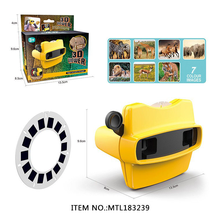3D Animal Observation Machine Stereoscopic Rotating Wheel, Viewing and Puzzle Education DV Projector Toy