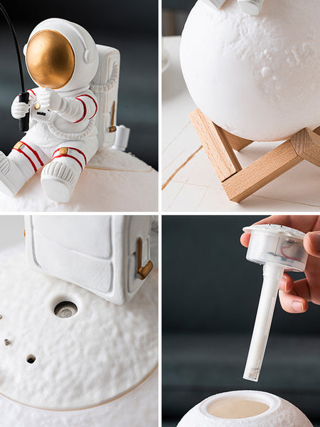 Astronaut Figurines Home Decoration Resin Space Man Miniature Night Light Humidifier Cold Fog Machine Accessories