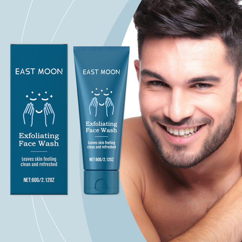 East Moon Men's Exfoliating Cleanser, Gently Cleanses Facial Skin With A Refreshing And Moisturizing Cleanser