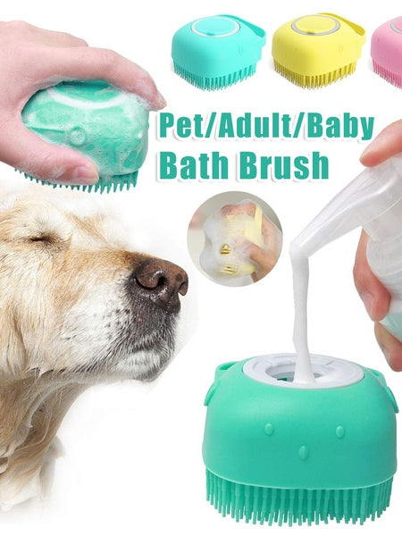 Silicone Dog Bath Massage Gloves Brush Pet Cat Bathroom Cleaning Tool Comb Brush For Dog Can Pour Shampoo Dog Grooming Supplies