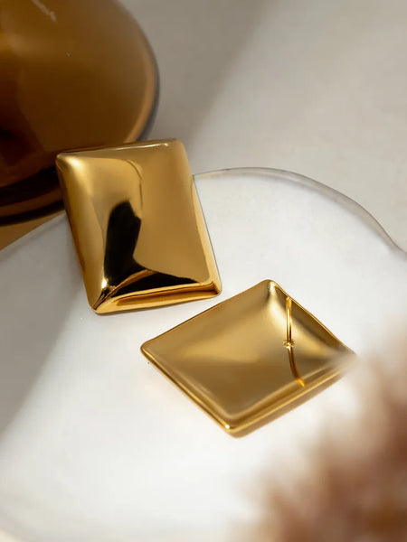 Stainless Steel Rectangular Stud Earrings