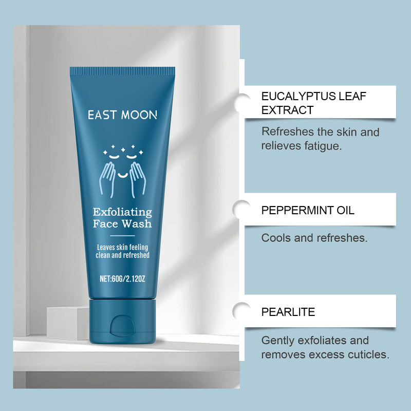 East Moon Men's Exfoliating Cleanser, Gently Cleanses Facial Skin With A Refreshing And Moisturizing Cleanser