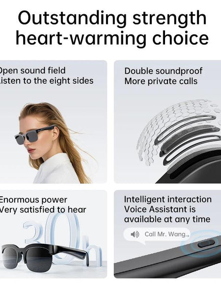 AI intelligent wireless Bluetooth 6.0 glasses listening to music making calls sports long battery life AI translation