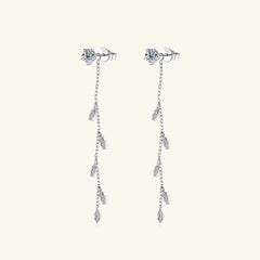 1.38 Carat Moissanite 925 Sterling Silver Leaf Earrings