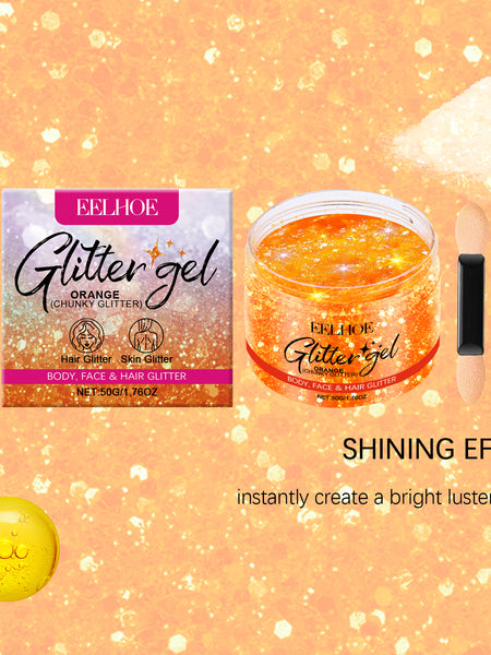 EELHOE Orange Glitter Glitter Gel Facial Body Collarbone Hair Evening Party Festive Bash Brightening Glitter