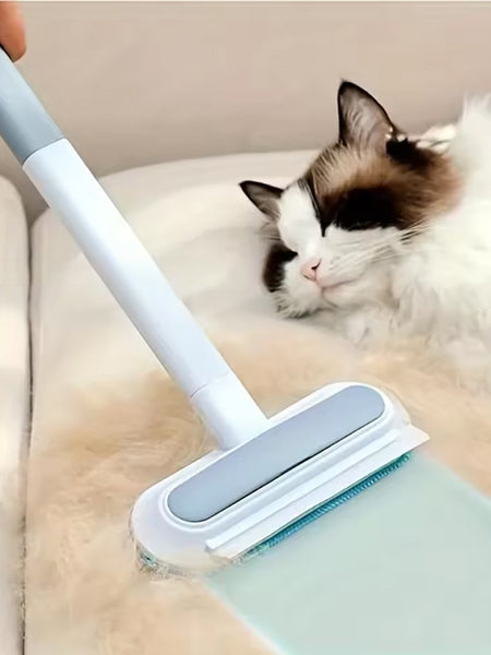 3-in-1 Pet Hair Remover Brush: Long-handle window & pet fur cleaning tool for cat/dog hair.