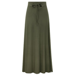 Large size women's fashionable knitted midi skirt weighing 200 pounds, high waist, mid length, slit A-line skirt, elastic over the knee