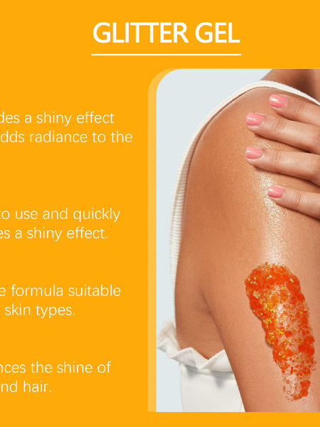 EELHOE Orange Glitter Glitter Gel Facial Body Collarbone Hair Evening Party Festive Bash Brightening Glitter