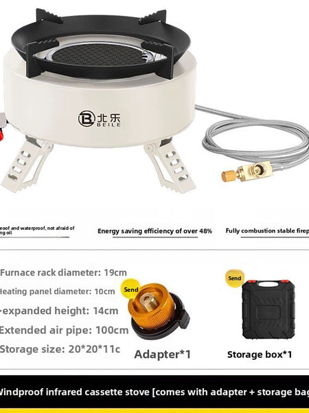 New Explorer 4000W infrared camping stove: portable, windproof, with electronic ignition for outdoor cooking.