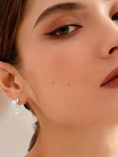 925 Sterling Silver Moissanite Lucky Clover Earrings