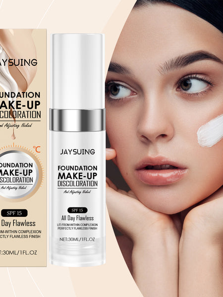 Jaysuing Warm Change Liquid Foundation, Moisturizing Natural Concealer Long Lasting Moisture Without Dehydrating Makeup Bright Warm Change Liquid Foundation