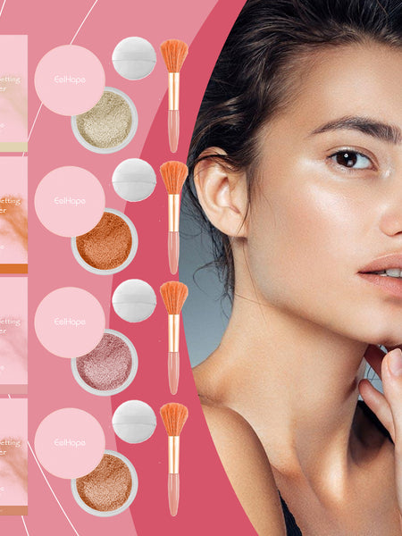 Eelhope The Setting Powder With Brush (Beige) Has A Natural, Light, Fine, Breathable And Snaky Look. It Is Suitable For Both Dry And Wet Use And Can Last For A Long Time Without Fading