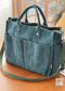 Autumn Winter Multi-Pocket Thick Corduroy Simple Commuter Tote Student Leisure Literary Handbag Shoulder Bag