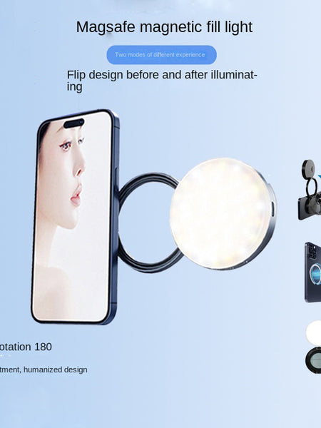 New YSH-126 LED Magnetic Phone Fill Light Photography Lamp Desktop Video Conference Live Pocket Light Mirror