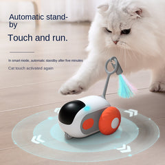 Pet Attraction Running Car Smart Toy Teaser Wand Feather Toy Autonomous Driving Mode
