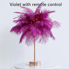 Feather Lamp Nordic Desk Lamp European-Style Bedroom Bedside Feather Table Lamp Night Light Table Lamp Decoration Modern