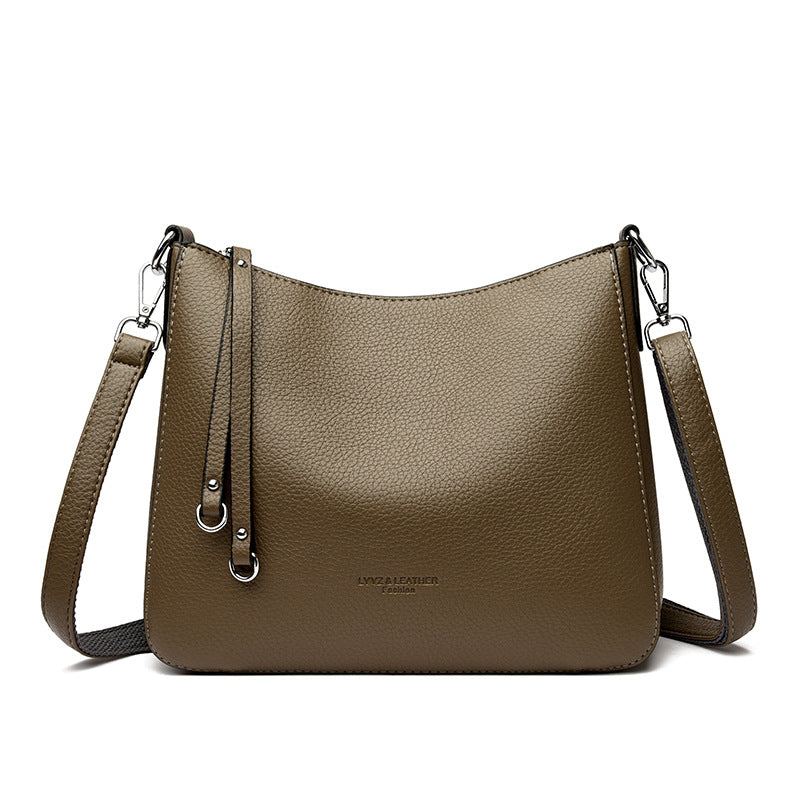 Fashionable Versatile Genuine Leather Women's Shoulder Crossbody Handheld Bag