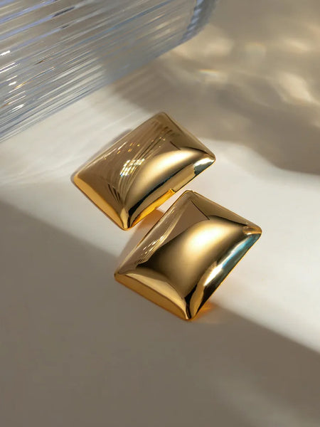 Stainless Steel Rectangular Stud Earrings