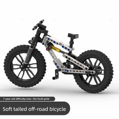 Off road soft tail bicycle assembly building block diamond frame front double suspension rear single suspension chain linkage