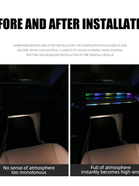 10 in 1 Car LED Acrylic Light Strip RGB Symphony Auto Interior Strip Lights Remote/APP Control Decorative Atmosphere Lamp