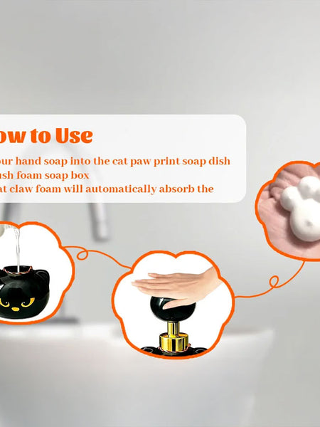 Cute Cat Paw Foam Soap Dispenser. Flower-shaped, funny. Cat lover gift for bathroom/kitchen.