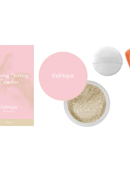 Eelhope The Setting Powder With Brush (Beige) Has A Natural, Light, Fine, Breathable And Snaky Look. It Is Suitable For Both Dry And Wet Use And Can Last For A Long Time Without Fading