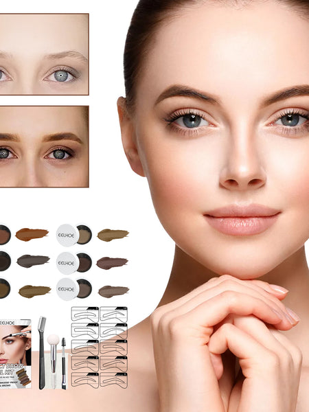 EELHOE Perfect Brow Stencil Kit, Waterproof Smooth Easy Color No Smudge No Makeup Natural Three-Dimensional Eyebrow Cream