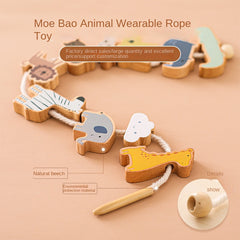 Montessori Children's Educational Toy Animal Lacing Beads 1-3 Years Wooden Baby Threading Toy