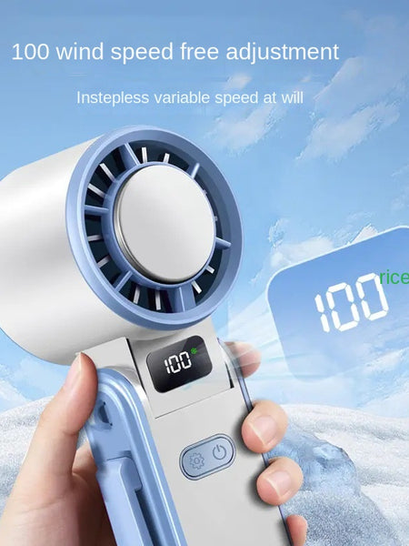 Handheld High-Speed Ice Cooling Fan — 100-Speed USB Rechargeable Portable Personal Fan, 3600mAh