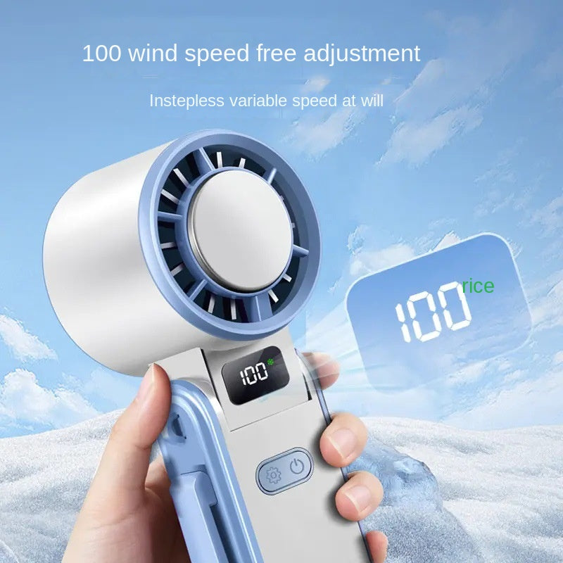 Handheld High-Speed Ice Cooling Fan — 100-Speed USB Rechargeable Portable Personal Fan, 3600mAh