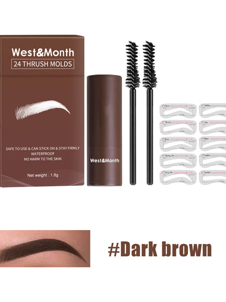 West&month 24 Thrush Molds, Lazy Brow Print Eyebrow Powder Set Durable Waterproof, Sweat Resistant, Makeup Free And Smudge
