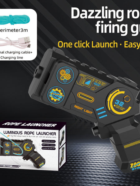 Cross-border Glow-in-the-Dark Yarn Gun Electric Rope Launcher High-Speed Rope Ejector Educational Shooting Stress-Relief Toy Drop Shipping Wholesale