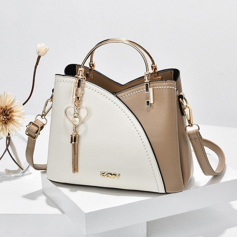Korean Style Color Block Bucket Bag — Large Capacity Shoulder, Crossbody & Handheld Women's Bag