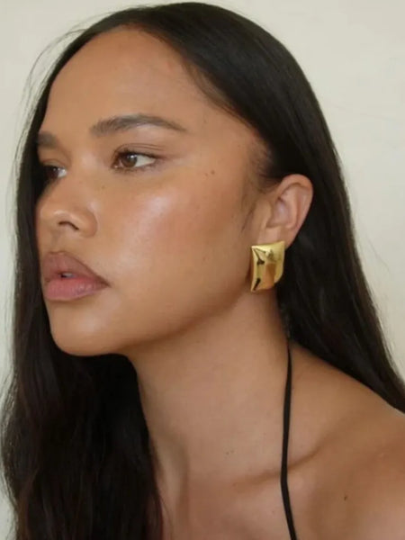 Stainless Steel Rectangular Stud Earrings