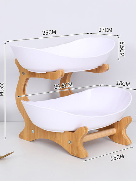 2-Tier Bamboo Fruit Stand for Kitchen, Space Saving Countertop Organizer with Ventilation to Keep Produce Fresh