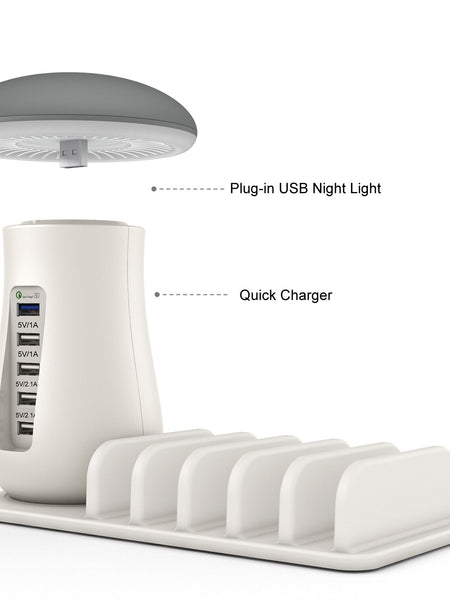 Multi Port Quick charger 3.0 Mushroom Lamp QC3.0 Charge for smart phone  Led Lamp USB Charging Station Dock