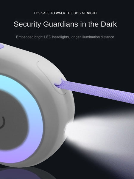 Dog walking rope with LED light automatic retractable traction rope non gripping dog traction rope pet supplies