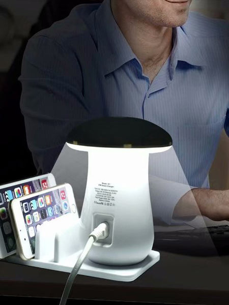 Multi Port Quick charger 3.0 Mushroom Lamp QC3.0 Charge for smart phone  Led Lamp USB Charging Station Dock