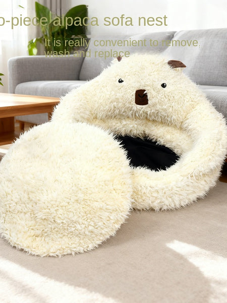 Dog House Winter Warm Dog Bed Semi-Enclosed Dog Cage Pet Pad Pet Dog Bed Removable Washable Cat Bed Dog Cage