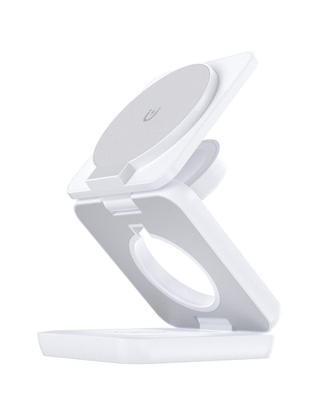 Three in one wireless charger with foldable magnetic suction suitable for iPhone wireless charging, phone holder desktop