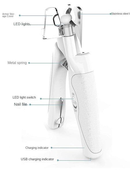Pet nail clippers dog nail clippers with LED lights for charging and blood line monitoring Pet nail clippers